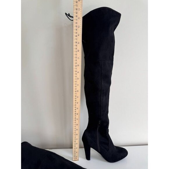 Black Faux Suede Thigh High Boots size 7 - Picture 8 of 8